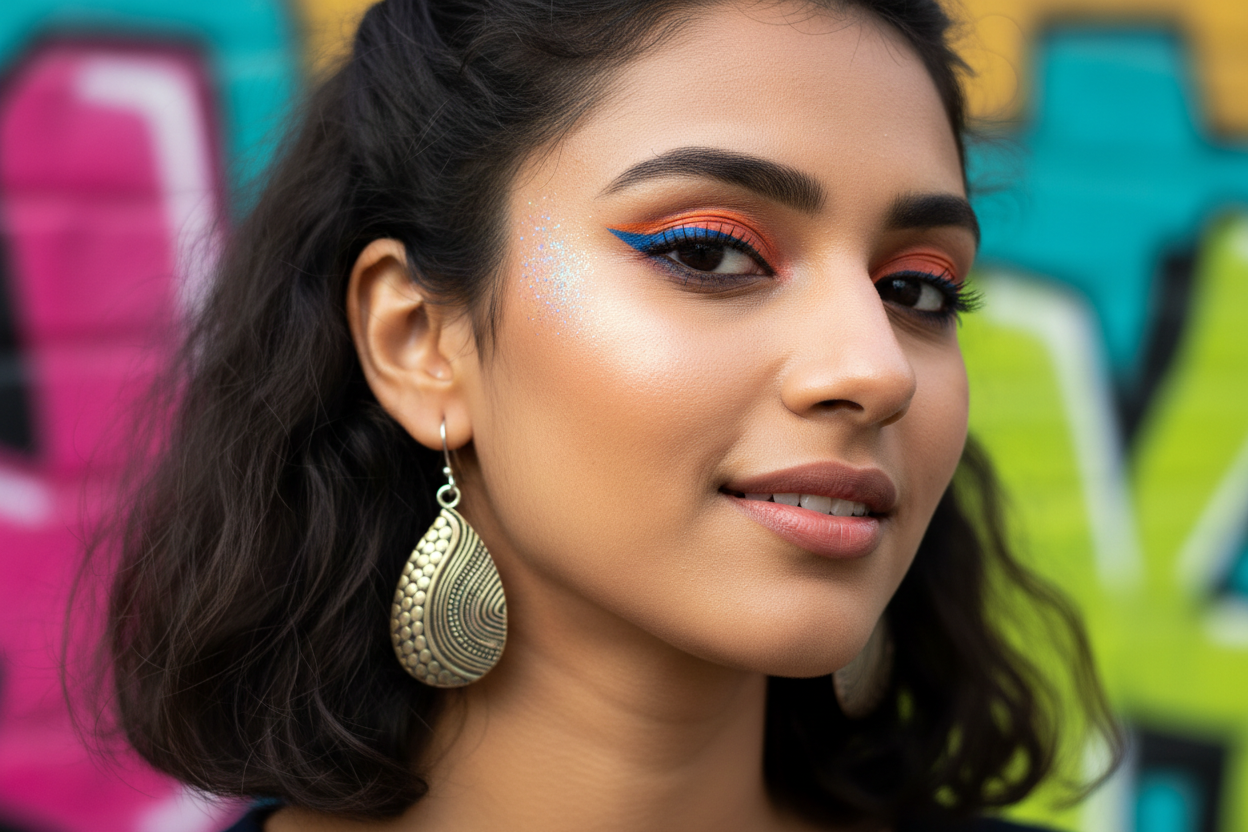 Lowkey Drop Earrings on Indian Gen Z model